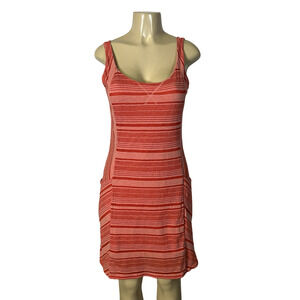 Athleta Dress Womens Medium Orange Striped Tank Jersey Pockets Summer